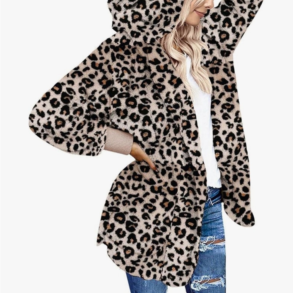 Leopard Print Faux Fur Coat